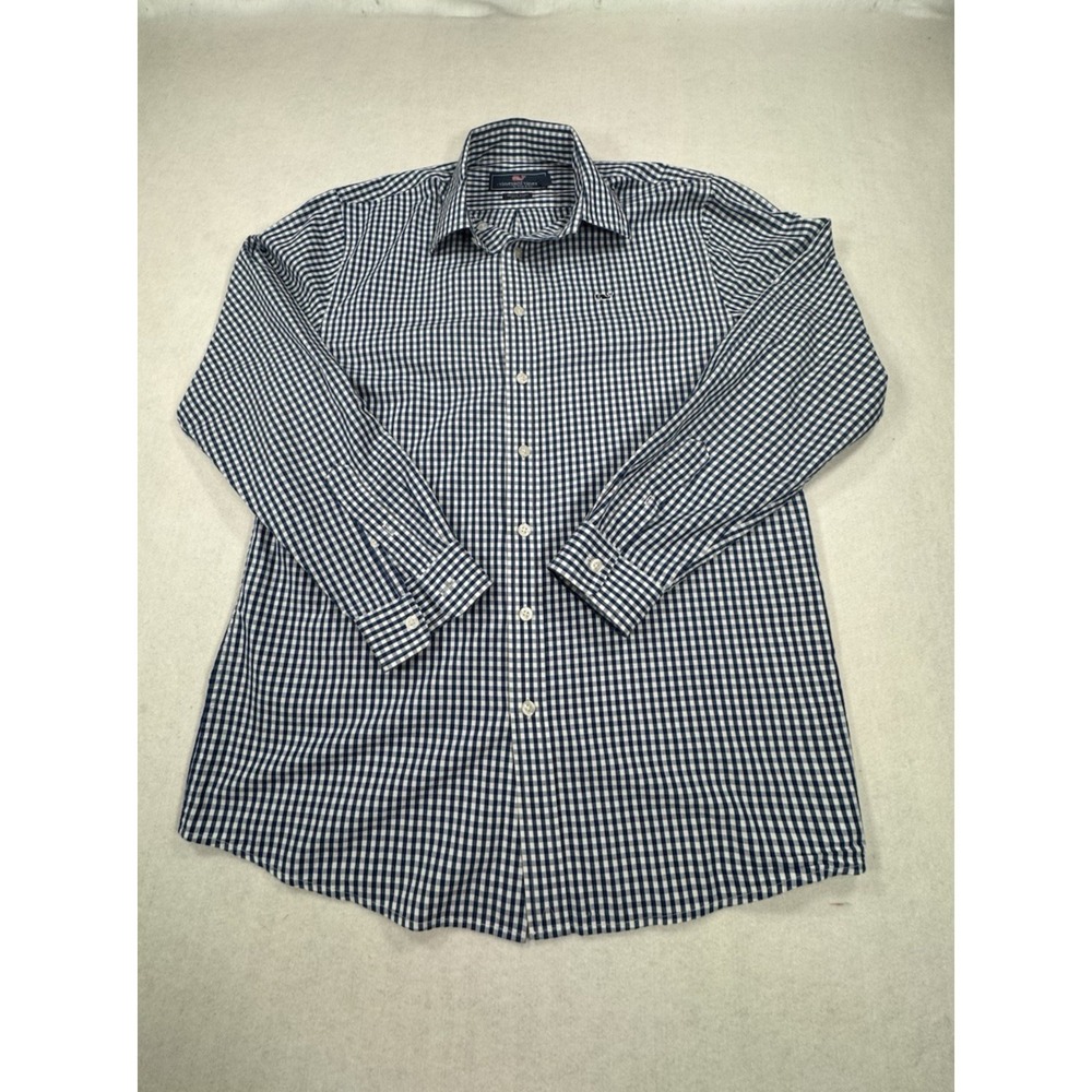 Vineyard Vines Mens XL Blue Plaid Whale Logo Long Sleeve Button‎ Down Shirt